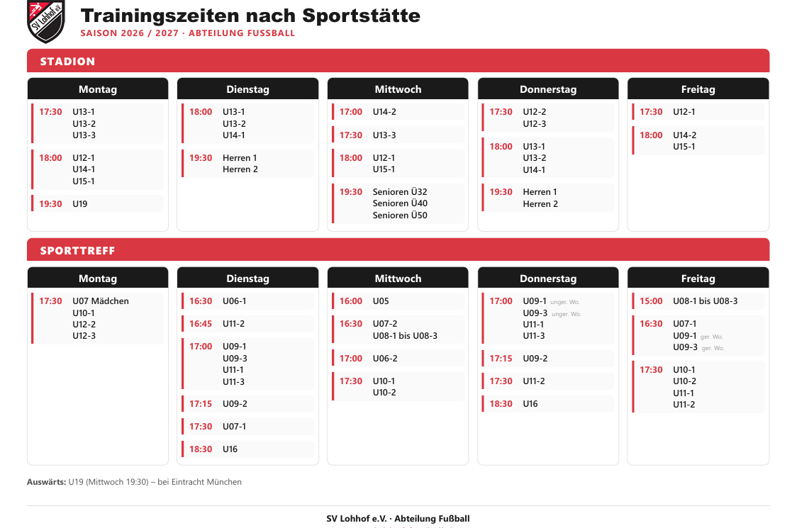 Alle Trainingszeiten jetzt gebündelt als PDF zum Download